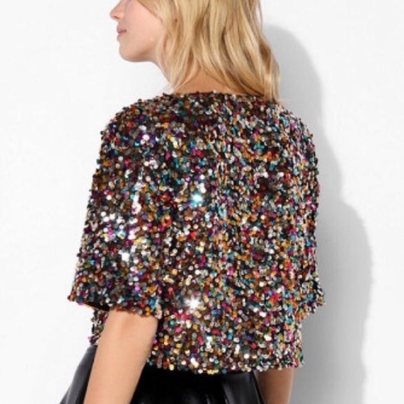 H&M Multi-Color Sequin Crop Top & Matching Skirt - Picture 2 of 8